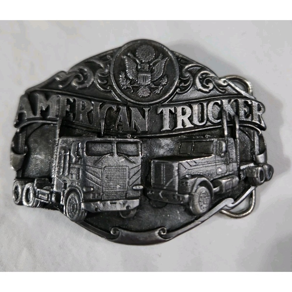 Vintage 1986 American Trucker Belt Buckle Made In The USA